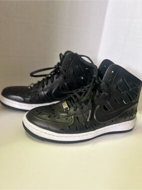 Nike Black Ultra Force AF1 Mid Joli High-Top Sneakers with White Midsole